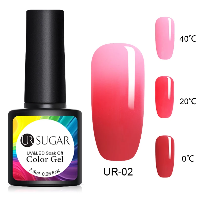 Winter Thermal2 Ur Sugar 7,5 мл Гель-лак для ногтей цвет красного вина розовый телесный стойкий маникюр замочить от УФ-гель для дизайна ногтей лак матовый верхнее покрытие основа - Цвет: Winter Thermal2