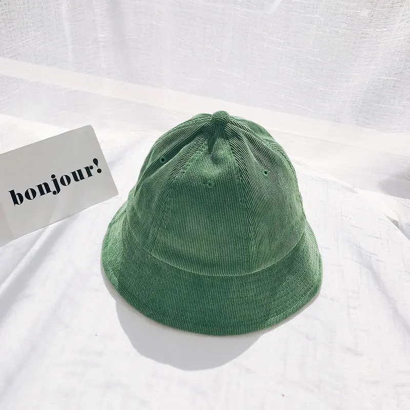 green Harajuku Вельветовая женская летняя однотонная зеленая шляпа-ведро Корейская версия Милая Джокер дорожная шляпа Солнцезащитная шляпа котелок - Цвет: green