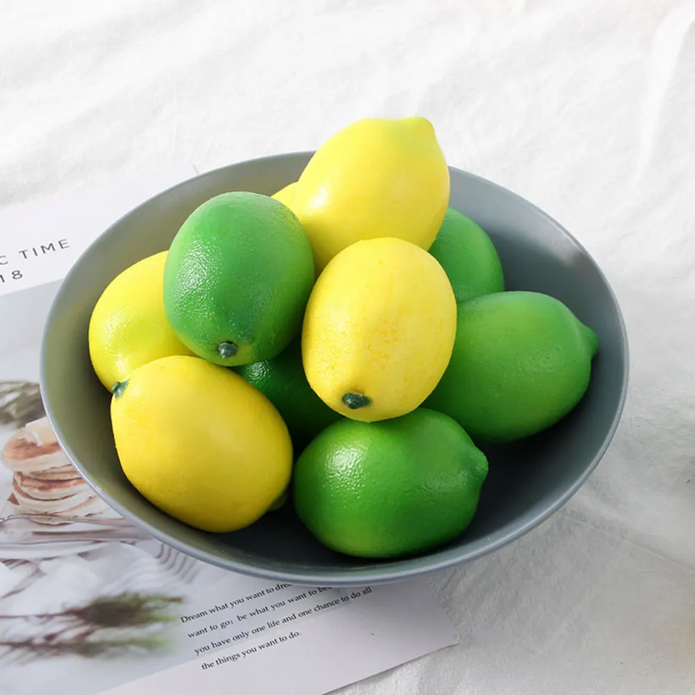 1pc Artificial Foam Green Lemon Lifelike Simulation Lemon Fruit Model Kitchen Decoration Desk Ornament