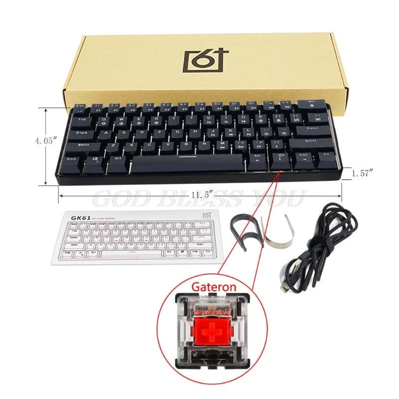 2020 RGB Backlit Bluetooth 5.0 Wireless Dual Mode Mechanical Keyboard,Portable Compact Waterproof Mini Gaming 61 Gateron Keys