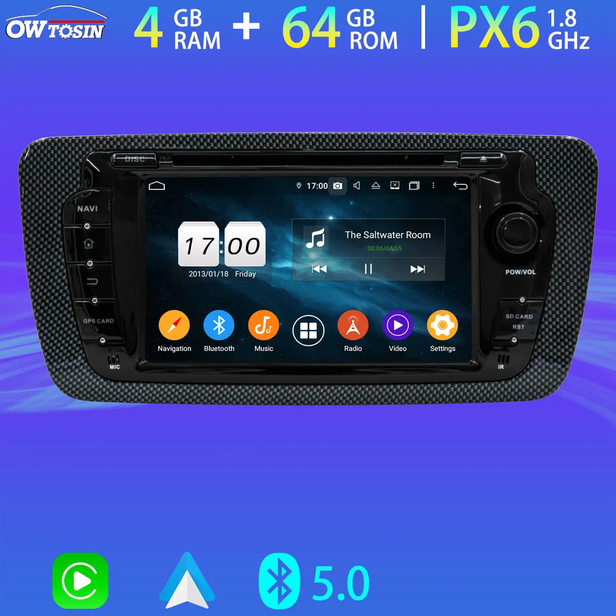 Автомобильный мультимедийный плеер PX6 4 Гб + 64 ГБ DVD для Seat Ibiza MK4 6J 2008-2013 4G LTE Android 10 GPS