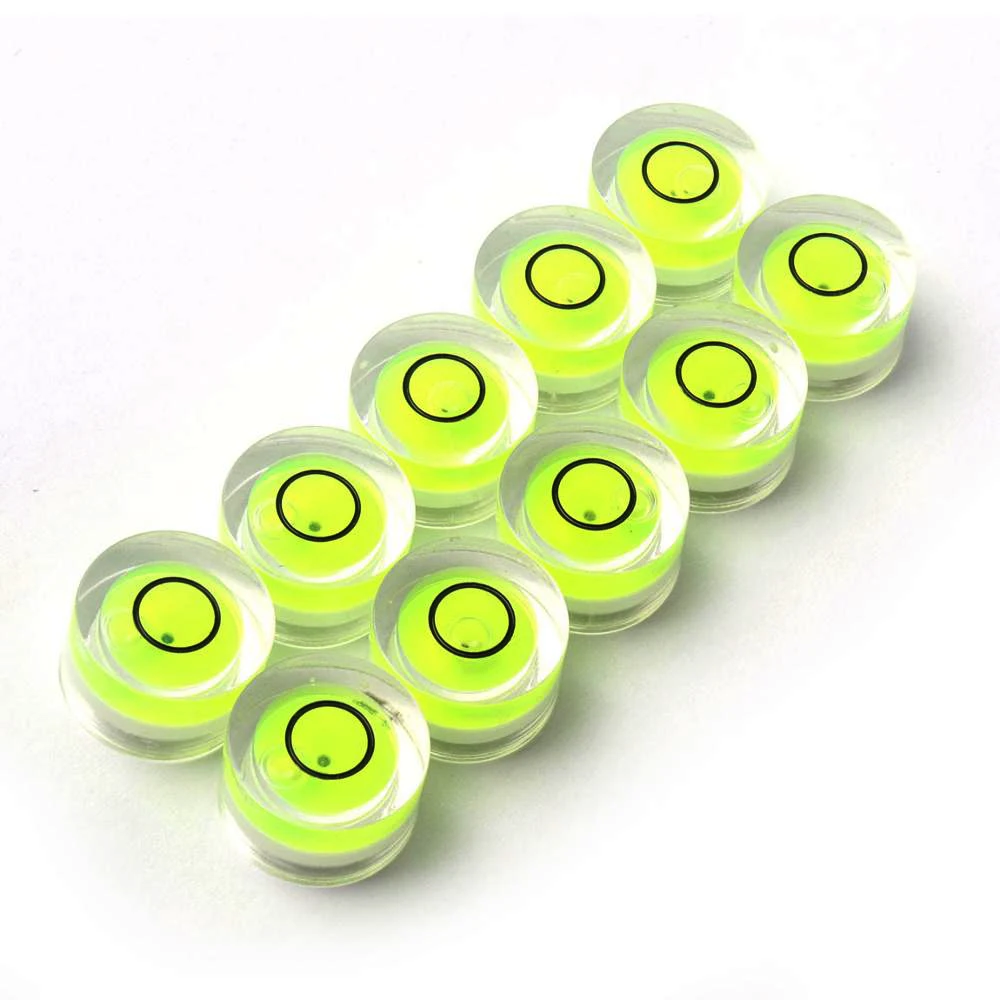 10Pcs 14x8mm Round Bubble Level Mini Spirit Level Bullseye Level Measurement Instrument Tools Stick-on Disc Bubble Level Circle