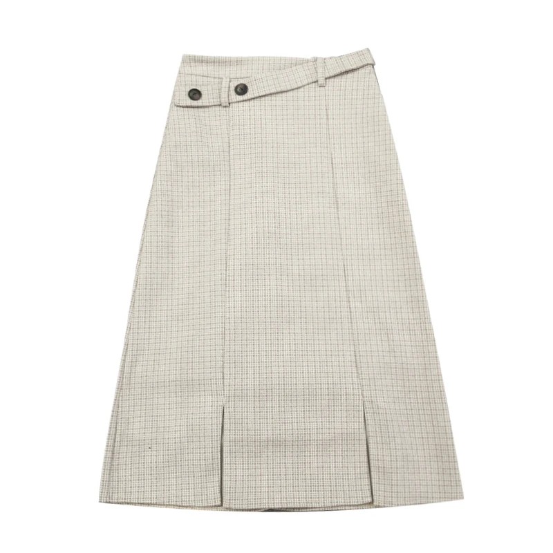 Winter New Midi Plaid Woolen Skirts Women Fashion A-Line Skirts Ladies Streetwear Plus Size High Waist skirt