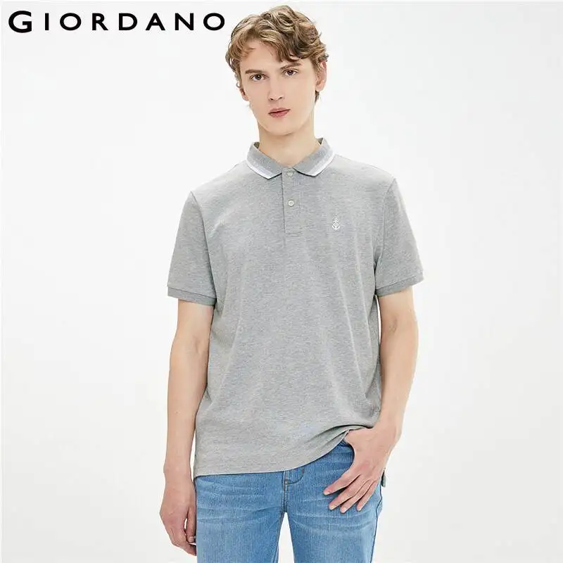 Giordano Men Polos Embroidery Stretchy 
