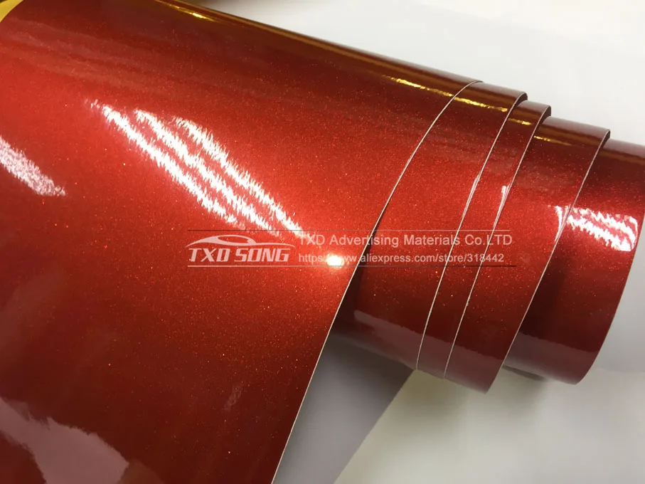  Premium High glossy Red Diamond pearl glitter wrapping vinyl film Glossy red diamond glitter car st