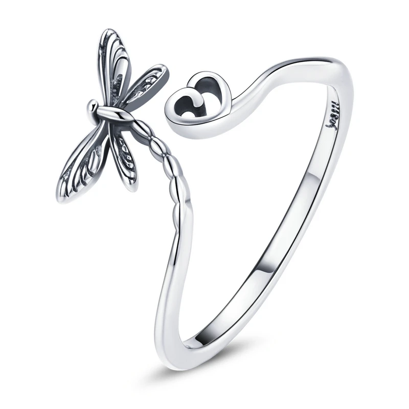 Elegant Adjustable Sterling Silver Zircon Open Ring