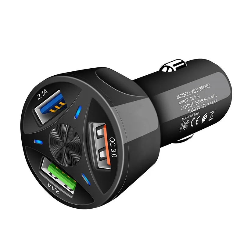 QC3.0 автомобильное зарядное устройство USB быстрая зарядка 3 порта розетка для автомобильного прикуривателя 2.1A автомобильное быстрое зарядное устройство ing адаптер питания Авто USB зарядное устройство