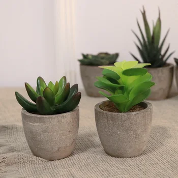 

5 pcs Artificial Succulents Fake Potted Creative Mini Retro Bonsai Decor Simulation Plants for Home