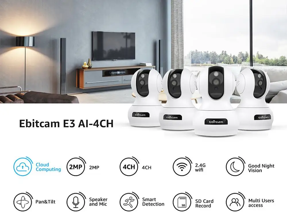 Ebitcam система камер домашней безопасности беспроводная 1080p облачная ip-камера Wifi Крытая Мини Wifi камера s hd камера наблюдения s Wifi