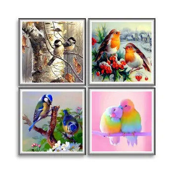 

4 Pack Birds 5D DIY Paintings Decoration Diamond Kits Full Drill Rhinestone Embroidery Decor Embroidery Mosaic Diamond Free tool