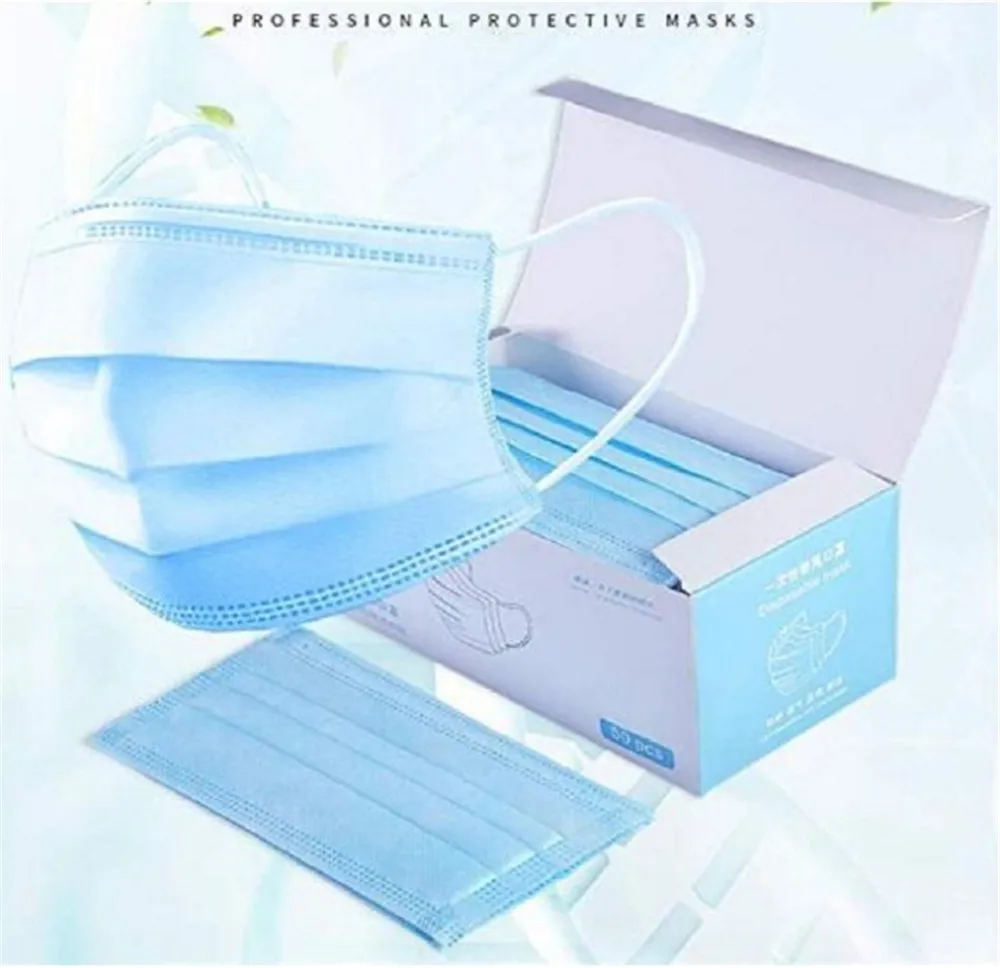 

50pcs/pack Disposable Face Mask 3 Layers Medical Earloop Face Surgical virus Mask Earloops N95 Mask 3m for germ protection