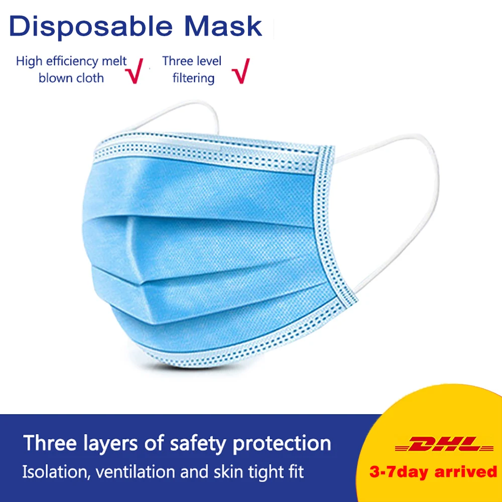 

20pcs Face Mask 3 Layers Universal Disposable Earloop Non Woven Protective Masks Filter Dustproof Safety Masks