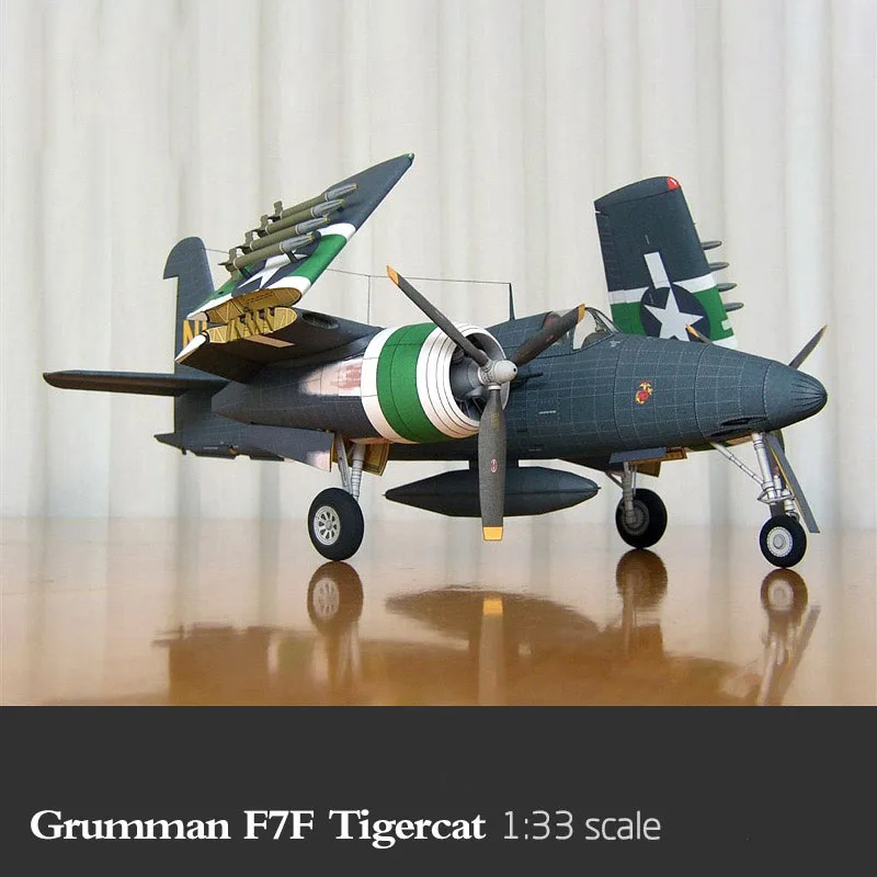 1:33 США F7F тигр кошка истребитель DIY 3D бумажная карта Модель Строительный набор образовательных игрушек военная модель Строительная игрушка