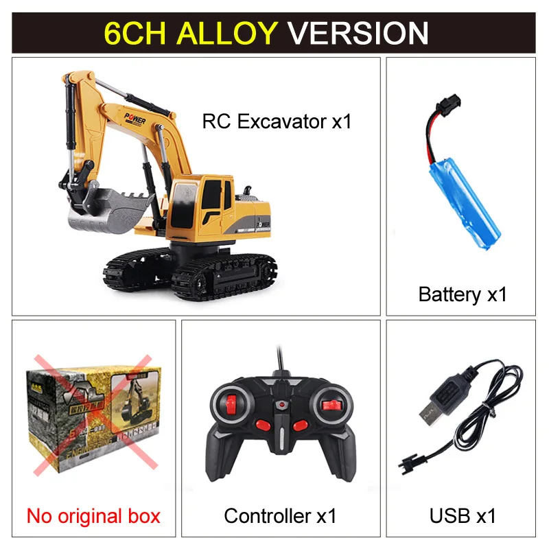 2.4Ghz 1:24 RC Excavator Toy 6 Channel RC Engineering Car Alloy And Plastic Excavator 6CH And 5CH RTR For Kids Christmas Gift 11
