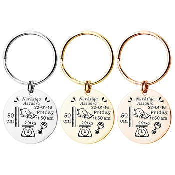 

MYLONGINGCHARM Baby Keychain Personalized Name Date Of Birth Weight Time Height For Newborn Commemorate Exclusive Key Ring D0103