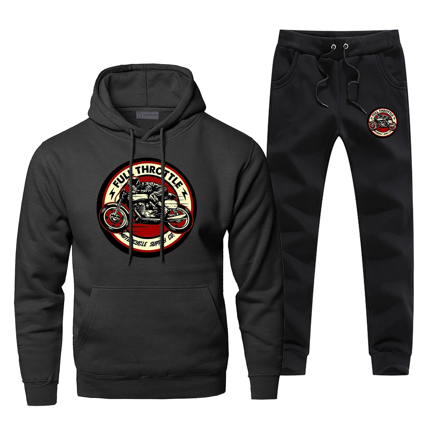 Full Throttle Cafe Sportsman Wear Racer Rockabilly Biker Fashion Balck Complete Man Tracksuit Fitness Casual Men's Sets Men Suit Full Throttle Cafe Sportsman Wear Racer Rockabilly Biker Fashion Balck Complete Man Tracksuit Fitness Casual Men's Sets Men Suit