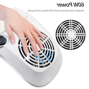 

60/40W Strong Nail Dust Suction Collector Vacuum Cleaner with Big Power Fan 2 Dust Bags Nail Art Equipment Nail Salon Tools