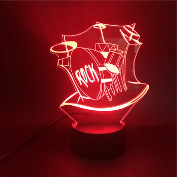 

Rock Drum Alarm Clock Base Instrument Prize Led Lamp Bedside Bright Base Bluetooth Desk with Remote Night Light Touch Sensor