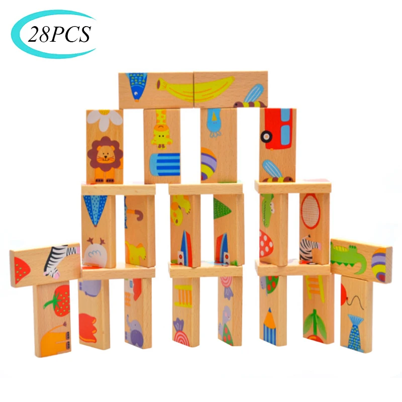 28PCS Wooden Domino Toys Early Learning Wooden Animal Domino Toys Set Shape  Sorting Order Learning Educational Toys For Children|Quân Domino| -  AliExpress