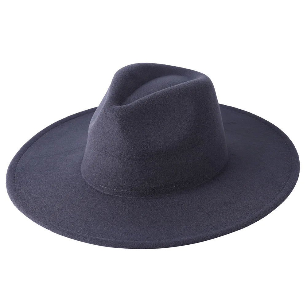 New Wide Brim Fedora Hat Women Men Wool Felt Hats Gentleman Elegant Lady Winter Jazz Church Panama Sombrero Cap stingy brim hat Fedoras
