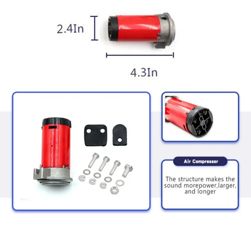 150 дБ 12 В однотрубный обтекатель воздуха для автомобиля хром супер громкий с компрессором для автомобиля грузовика