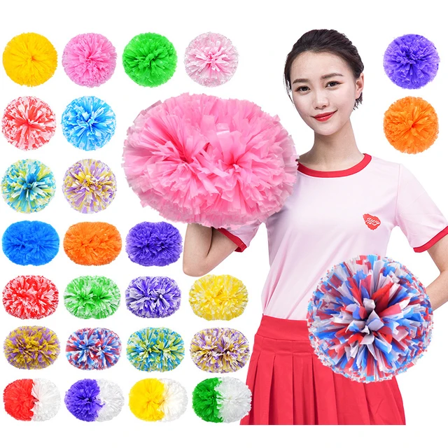 1 Piece Colorfast No Fading Cheerleader Pom Poms Cheerleading Pompoms  Cheering Pompom Flower Took Ball Bouquet Plastic Handles - Pom Poms -  AliExpress