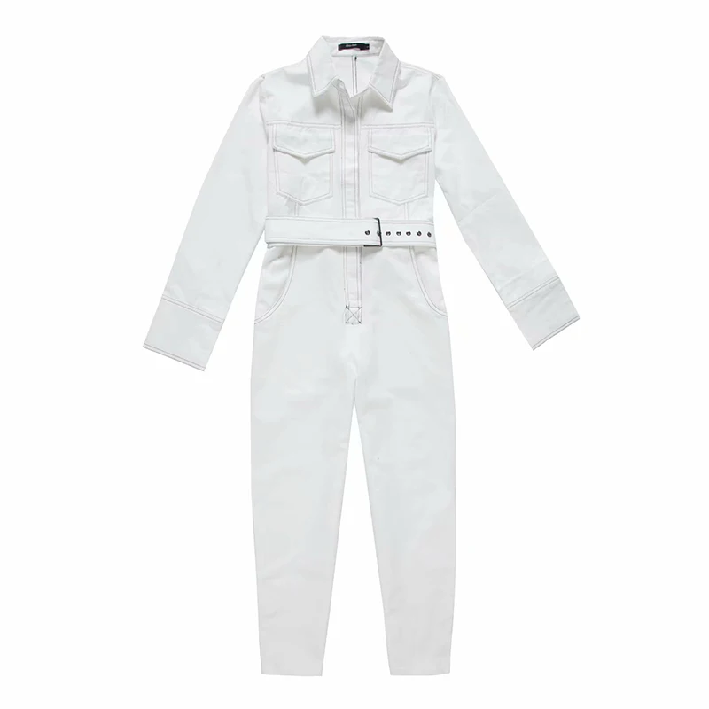 

European And American Handsome Locomotive Wind Pressure Line Open Line Tooling Wind Loose Wide Leg Fashion Jumpsuit