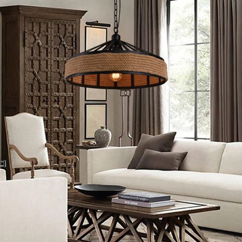 

style country hemp rope chandelier clothing store retro industrial style personalized creative restaurant net cafe table lamp