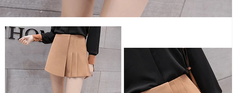 Solid color high waist pleated skirt shorts spring summer irregular wide leg shorts for women ladies slim short pants DF699
