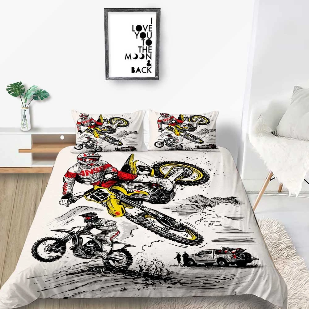 Motorcycle Bedding Set Queen Size Fashionable Artistic Duvet Cover For Boy King Single Twin Full Double Comfortable Bed Set Bedding Sets Aliexpress