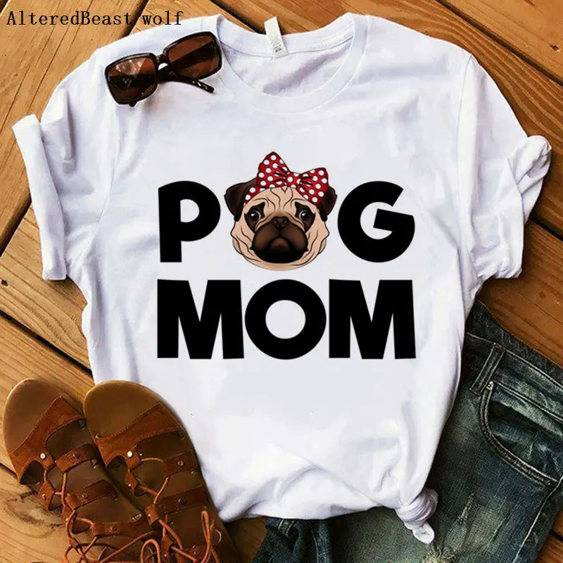 

2020 Summer Women Dog Mom Bandana Print Women Mama Tshirt Female Cartoon Casual Funny Tops Clothes For Lady Girl Fashion Shirt