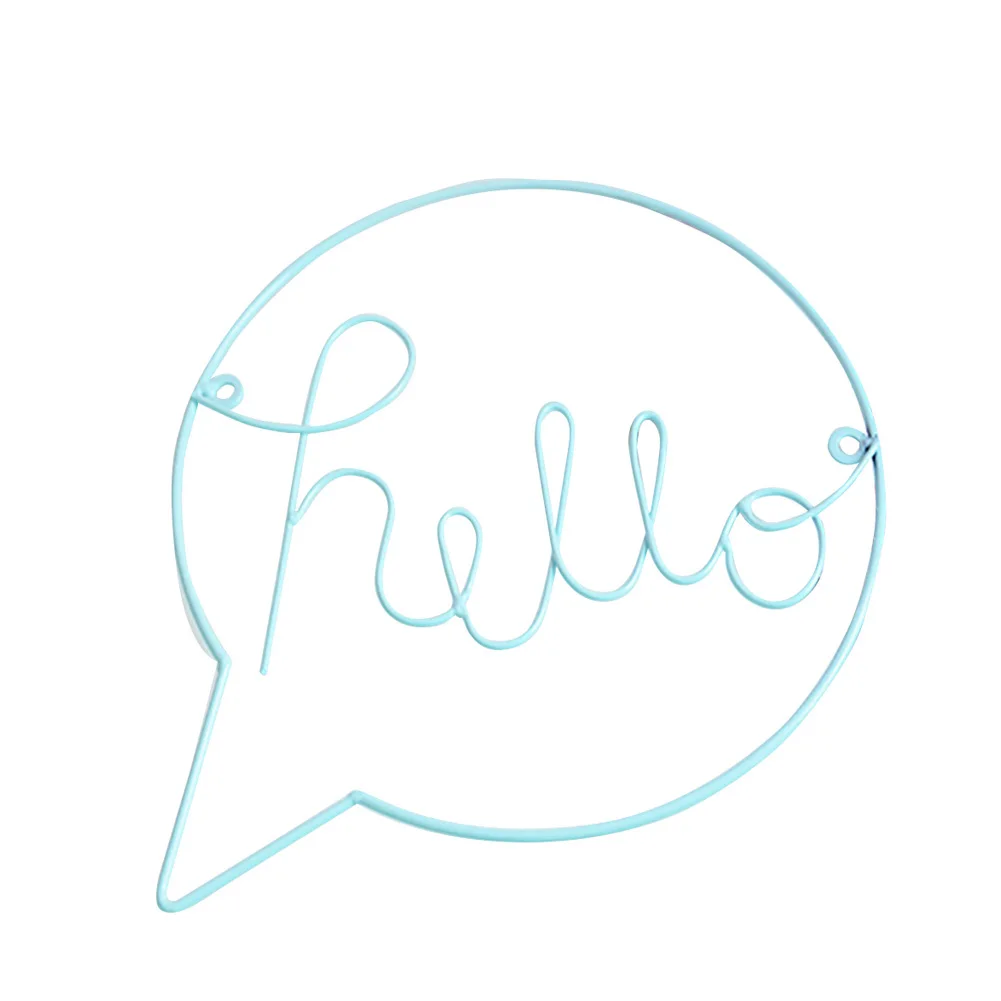 Фон для дома, спальни, двери, окна, подарок, Hello роспись с надписями, настенные украшения, подвесные, скандинавские ремесла, знак приветствия, прихожая, железное искусство - Цвет: Синий
