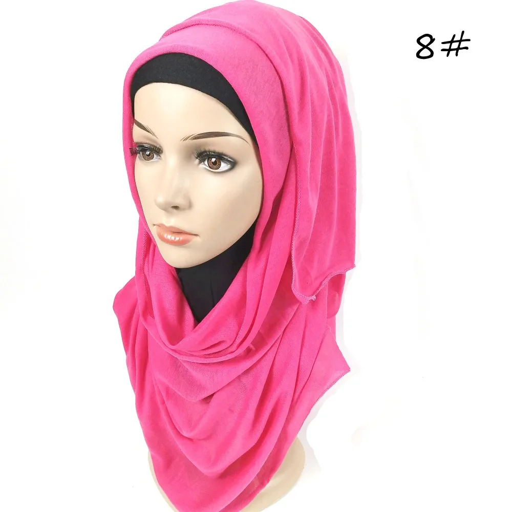 Z1 высокое качество хлопок трикотажная шаль Хиджаб длинные шары шарф для женщин, повязка на голову, 180*80 см 10 шт./лот