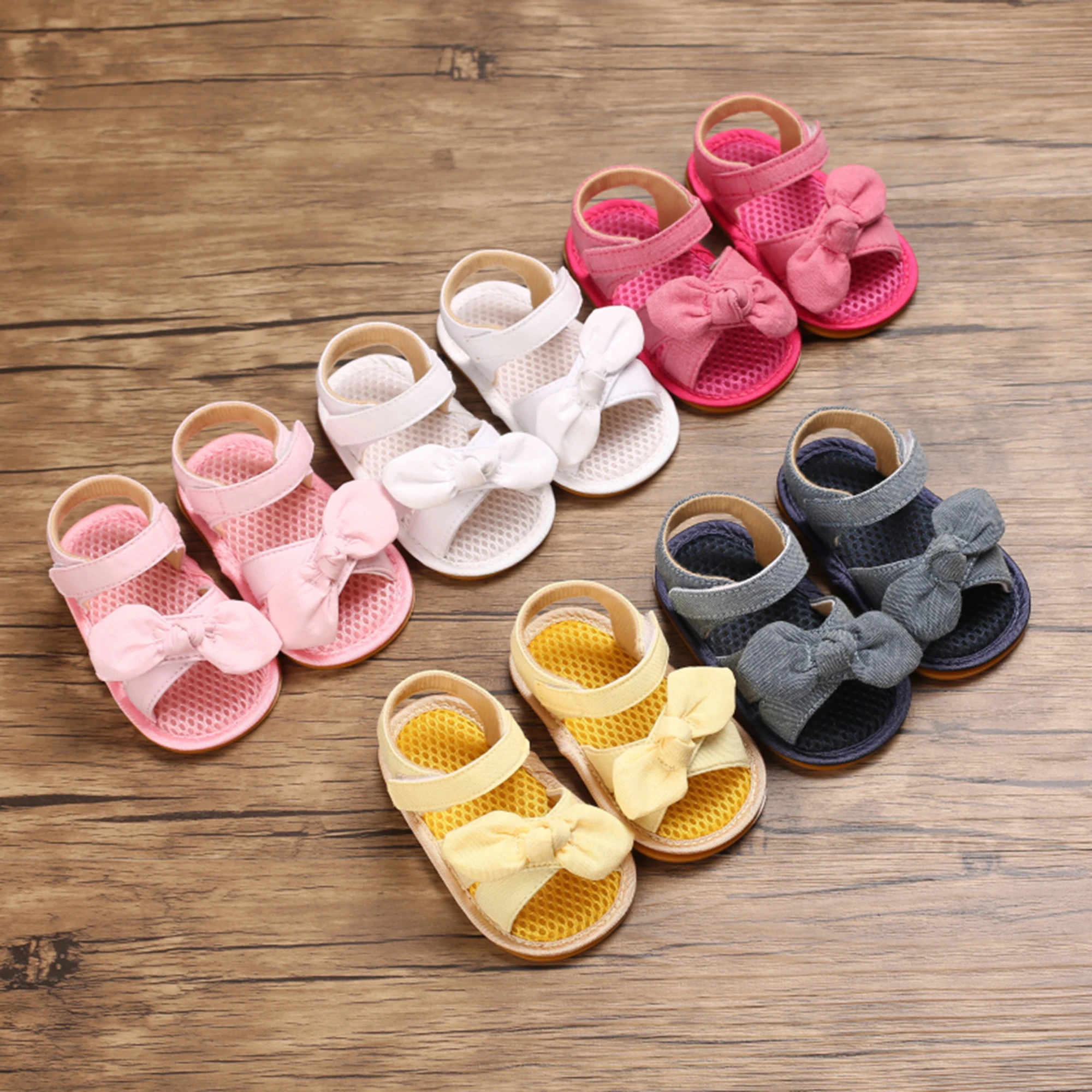 Citgeett Summer Baby Girls Bow Sandals Soft Sole Non-Slip Open Toe Flats Infant Pre-Walkers