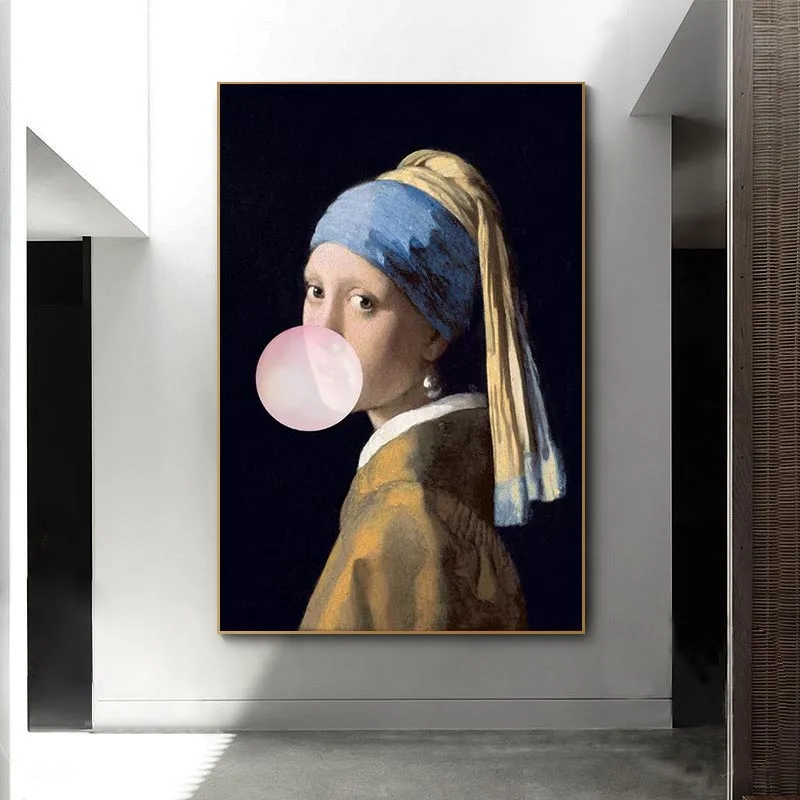 

The Girl with A Pearl Earring Famous Canvas Painting Girl with Balloon Posters and Prints Wall Art Picture for Living Room Decor