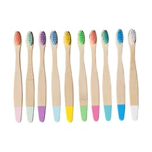 Зубная щетка из натурального бамбука с ручкой Радуга 5/10, детская Экологически чистая зубная щетка из мягкого бамбука, зубная щетка для чистки зубов