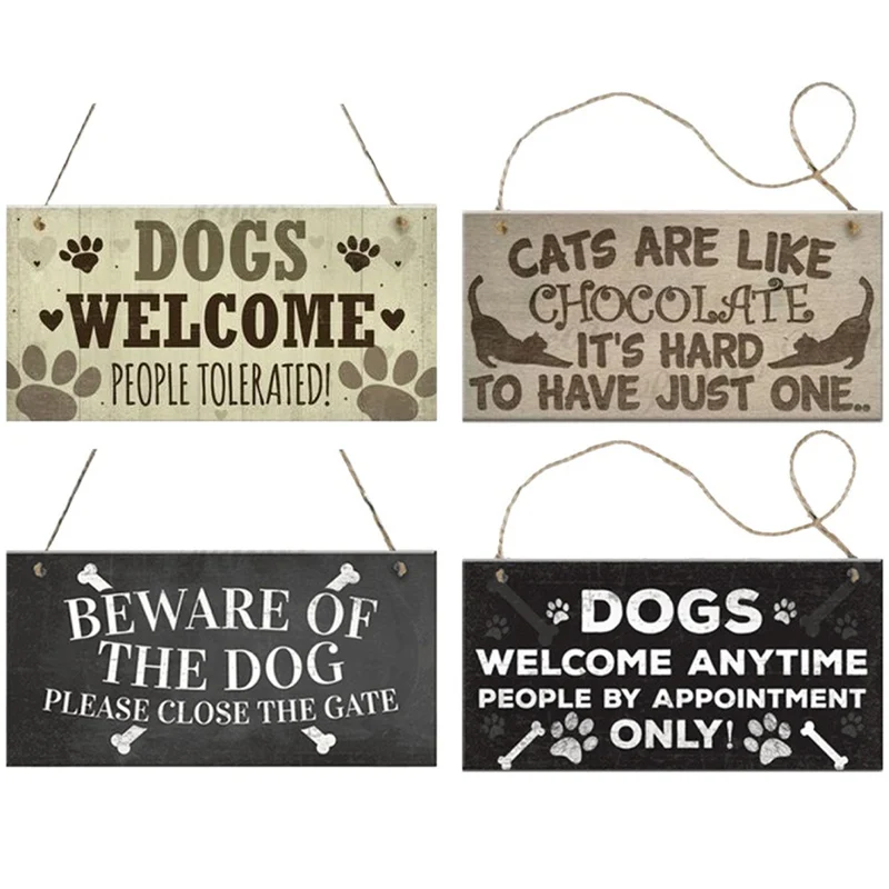 

13 Styles Dogs Welcome People Tolerated Pet Friendship Diet Gift Wood Hanging Plaque Wooden Crafts Hanging Ornament Cat Lovers