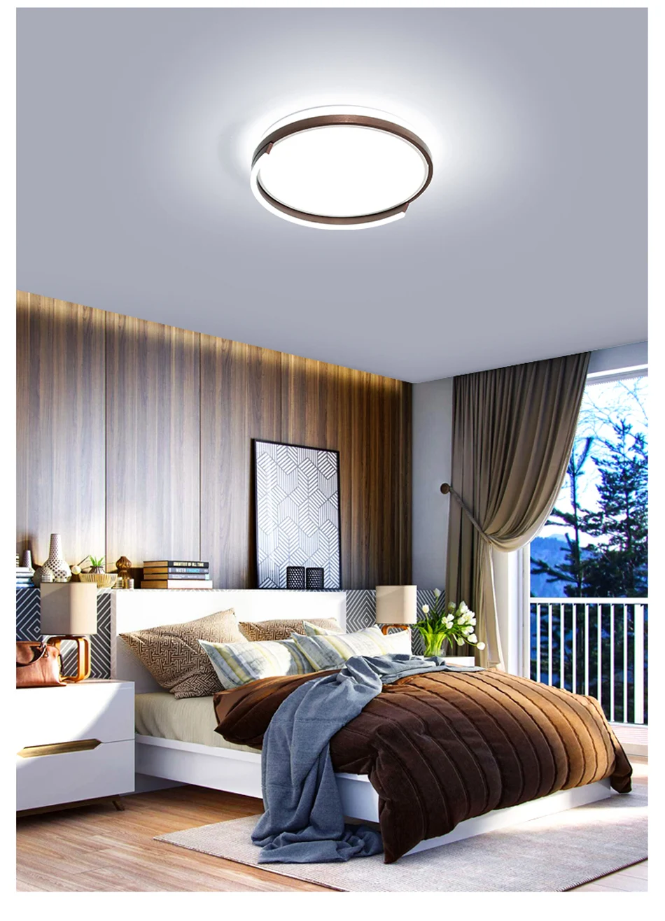Современные светодиодные потолочные лампы для учебы, гостиной, спальни, круглая рамка, золотые лампы, светильники для дома, освещение, AC90-260V, QIYIMEI