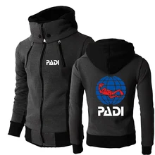 2021 Men Scuba Driver Padi Logo Comfortable Print Muscle Zipper Coat Fitness Pocket Male Wild Sweatshirts Hooded Man Jacket Tops