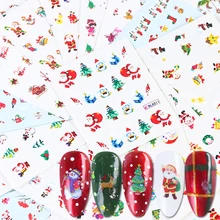 44 шт рождественские и новогодние наклейки для маникюра, дизайн Санта/Клаус/снеговик, переводные наклейки для ногтей, украшения для ногтей TRNJ004