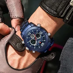 FOXBOX reloj deportivo de acero inoxidable para hombre, cronógrafo Digital, resistente al agua, pantalla Dual, multifuncional