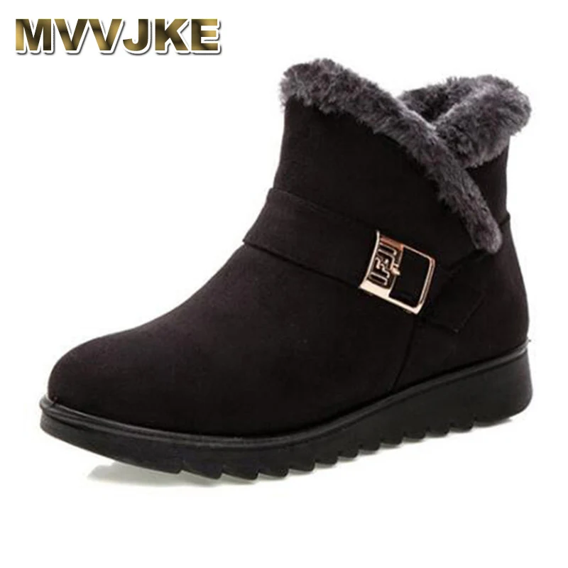 MVVJKEwinter/Теплые ботильоны для женщин из искусственного меха Водонепроницаемые
