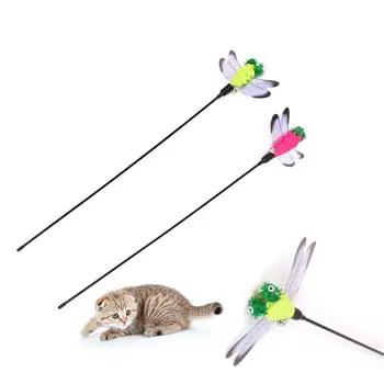 

Dragonfly Funny Cat Stick With Metal Bells Kitten Interactive Scratch Catch Toy Colourful Cat Teaser Wand Pet Game Rod