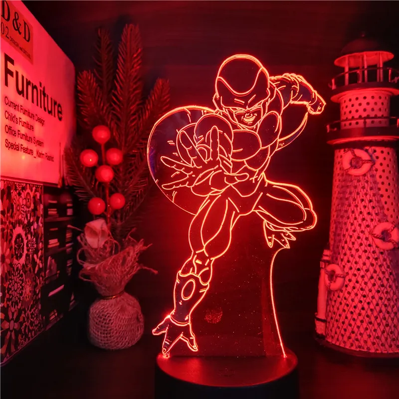 Dragon Ball Z 3D Night Light Frieza Anime Figure LED Lamp Freezer Lampara Goku Manga DBZ Lampe Neon Table Desk Lights Lighting