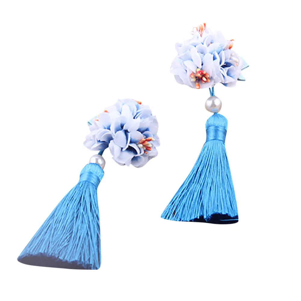  Chinses Retro Long Tassels Hairclip Girl tassel meatball hair clip lady little girl jewelry Girl Hair Decoration