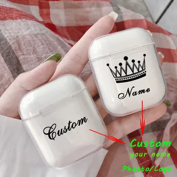 

Custom name Logo Soft Silicone Case For Air Pods 2 1Case for Bluetooth Wireless Airpod Cover DIY Customized Photo Letter Fashion