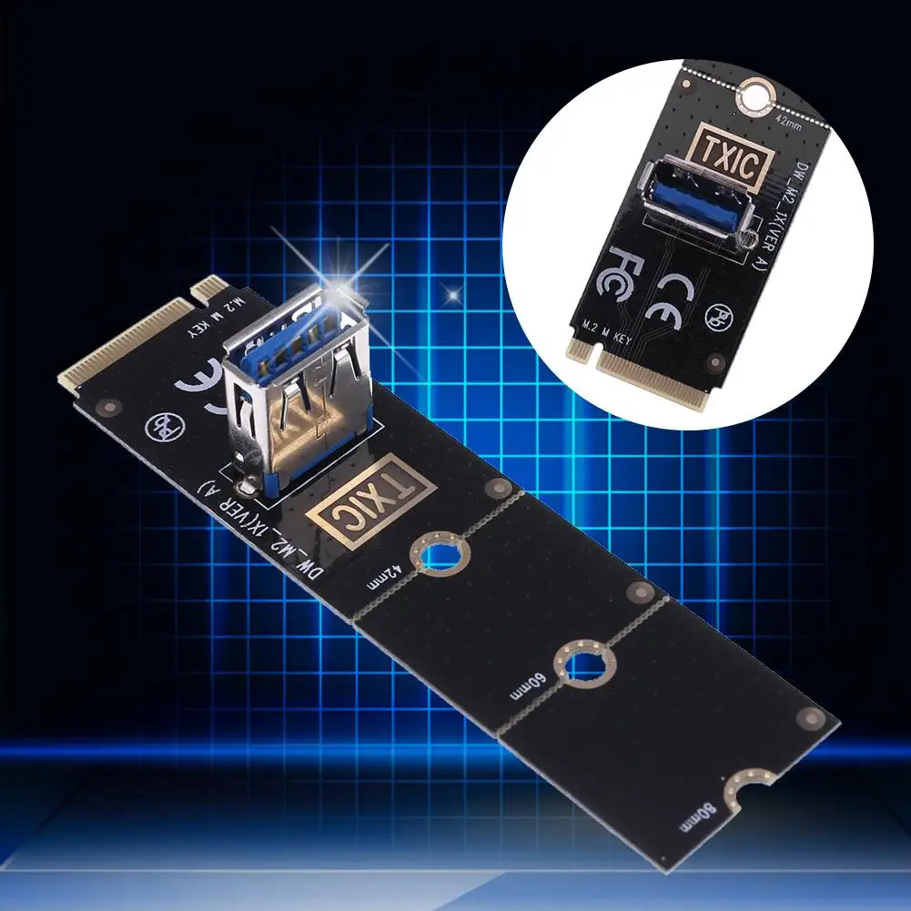 NGFF M.2-USB3.0 변환기 어댑터 그래픽 카드 확장 카드 M.2 NGFF-PCI-E X16 슬롯 전송 카드 마이닝 m2 라이저 카드