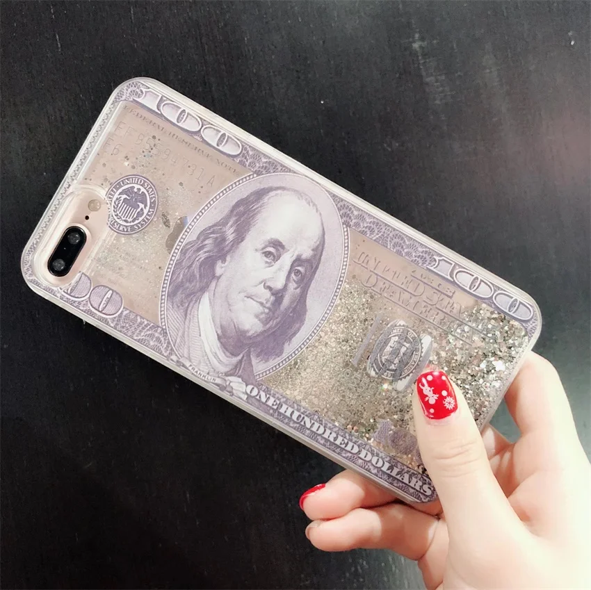 Американский доллар тренд Блестящий песок чехол для iPhone X XR XS MAX 6S 6 7 8 Plus роскошный индивидуальный доллар чехол для телефона Coque