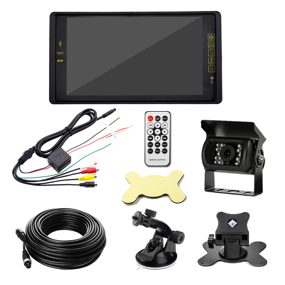 JIEPIE Backup Camera 9 MP5 Big Screen Mirror Monitor Kit System for Trucks Trailers IP68K Waterproof Reversing camera Monitor