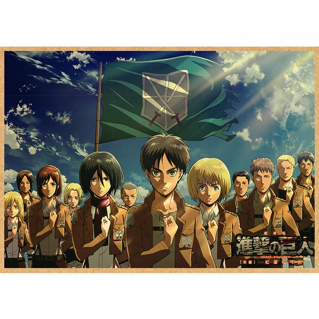 Attack on Titan Anime Poster Decor For Home Posters Room Wall Pictur Kraft Paper Retro And Prints Art Bar Cafe Stickers 41